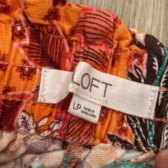 Loft Linen Blend Bright Floral Tie Waist Wide Leg Pants - Picture 3 of 4